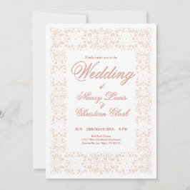 カスタム白エレガントピンクのレース結婚式招待状 招待状