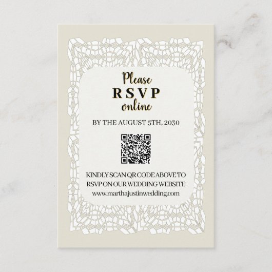 カスタム白エレガントレースQRコード格納装置カード エンクロージャーカード (正面)