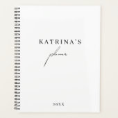 カスタム白スタイリッシュ黒ミニマル版スクリプト プランナー手帳 (正面)