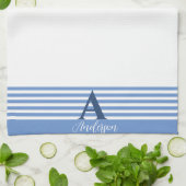 カスタム白ストライプ帯パーソナライズされた キッチンタオル (折り畳み)