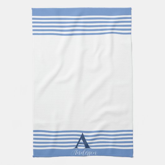 カスタム白ストライプ帯パーソナライズされた キッチンタオル (縦)
