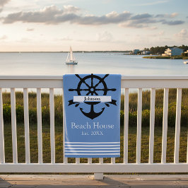 カスタム白ストライプ帯・いかり ビーチタオル