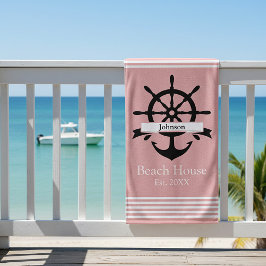 カスタム白ストライプ帯・いかり ビーチタオル