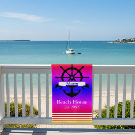 カスタム白ストライプ帯・いかり ビーチタオル