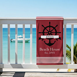 カスタム白ストライプ帯・いかり ビーチタオル