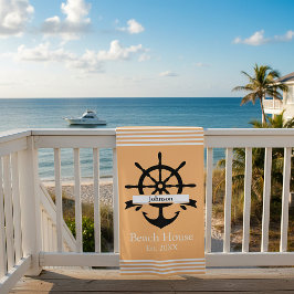 カスタム白ストライプ帯・いかり ビーチタオル