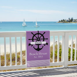 カスタム白ストライプ帯・いかり ビーチタオル