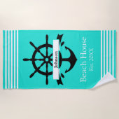 カスタム白ストライプ帯・いかり ビーチタオル (正面)