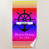 カスタム白ストライプ帯・いかり ビーチタオル (正面)