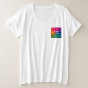 カスタム白テンプレートのビジネスロゴイメージのアップロード プラスサイズTシャツ
