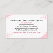 カスタム白ピンクと黒かわいいプロフェッショナル 名刺 (裏面)