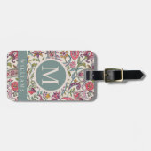 カスタム白ピンクブルーペイズリーパターン ラゲッジタグ (正面横)
