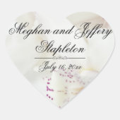 カスタム白フローラハート型結婚式用シール ハートシール (正面)