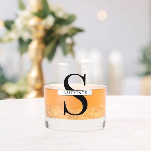 カスタム白モダンバナーの黒名 ウイスキーグラス (インサイチュ (ウェディング))