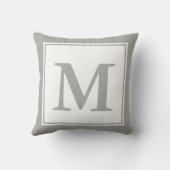 カスタム白モノグラムのとグレー クッション (裏面)