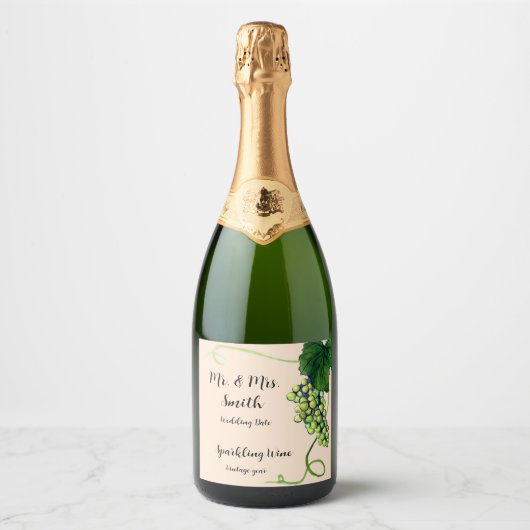 カスタム白ワインボトル スパークリングワインラベル (正面)