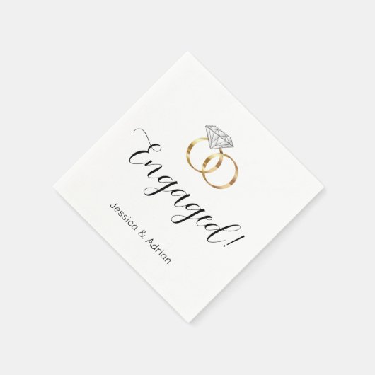 カスタム白婚約した金ゴールドダイヤ結婚モンドリングや輪 スタンダードカクテルナプキン (角)