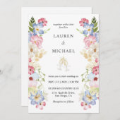 カスタム白数々の色春結婚妖精 招待状 (正面/裏面)