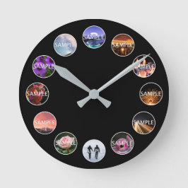 カスタム白枠12光時計  ラウンド壁時計