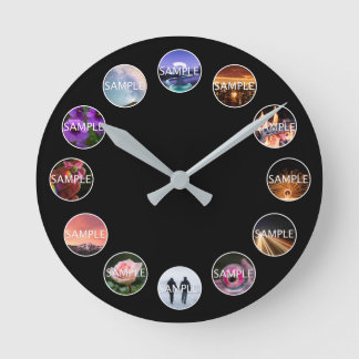 カスタム白枠12光時計  ラウンド壁時計