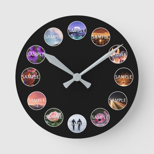 カスタム白枠12光時計  ラウンド壁時計 (正面)