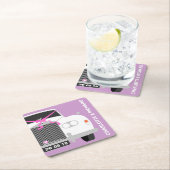 カスタム白結婚車LIMOデート スクエアペーパーコースター (インサイチュ)