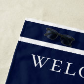 カスタム白航海のネイビーブルーヒトデ ビーチタオル (インサイチュ)