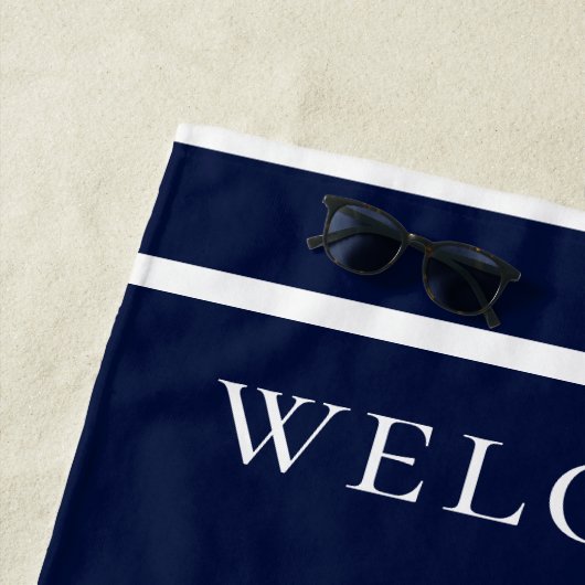 カスタム白航海のネイビーブルーヒトデ ビーチタオル (インサイチュ)