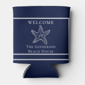 カスタム白航海のネイビーブルーヒトデ 缶クーラー (正面)