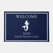 カスタム白航海のネイビーブルーマーメイド ドアマット (正面)