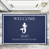 カスタム白航海のネイビーブルーマーメイド ドアマット