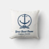 カスタム白航海の海軍ボート名いかり クッション (正面)