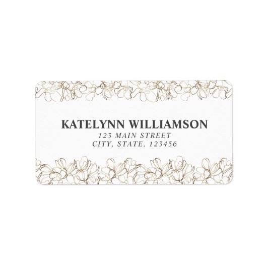 カスタム白金ゴールドフローラ差出人住所ラベル ラベル (正面)