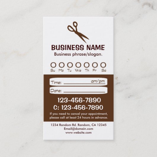 カスタム白髪アポイントメントカード 予約カード (正面)