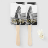 カスタム白黒おめでとうグラッド写真名 ハンドファン (正面&裏面)