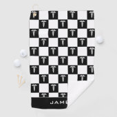 カスタム白黒の医療記号カドゥセウス ゴルフタオル (インサイチュ)