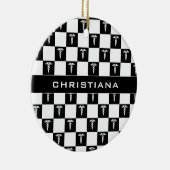 カスタム白黒の医療記号Caduceus セラミックオーナメント (右)