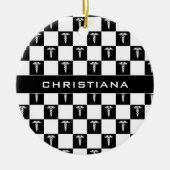 カスタム白黒の医療記号Caduceus セラミックオーナメント (正面)