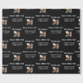 カスタム白黒の卒業写真クラス学位 ラッピングペーパー (フラット)