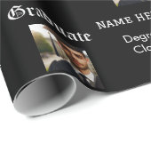 カスタム白黒の卒業写真クラス学位 ラッピングペーパー (ロールコーナー)