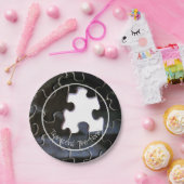 カスタム白黒の恋しく思パズルピース写真 ペーパープレート (パーティー)