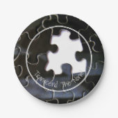 カスタム白黒の恋しく思パズルピース写真 ペーパープレート (正面)