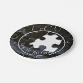 カスタム白黒の恋しく思パズルピース写真 ペーパープレート (アングル)