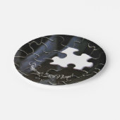 カスタム白黒の恋しく思パズルピース写真 ペーパープレート (アングル)