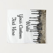 カスタム白黒の結婚フォトブース背景 タペストリー (正面(横))