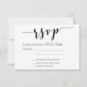 カスタム白黒ウェディングRSVPカード付きボウ 出欠カード (裏面)