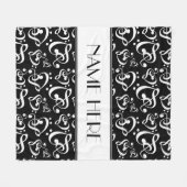 カスタム白黒クレフ、 音符記号ハート音楽ノート フリースブランケット (正面(横))