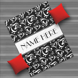 カスタム白黒クレフ、 音符記号ハート音楽ノート フリースブランケット