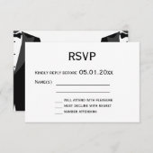 カスタム白黒ゲイウェディングRSVPカード 出欠カード (正面/裏面)