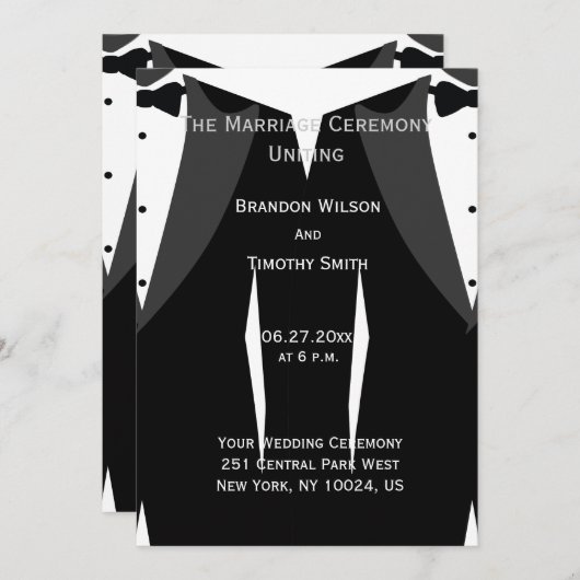 カスタム白黒ゲイ結婚式 プログラム (正面/裏面)